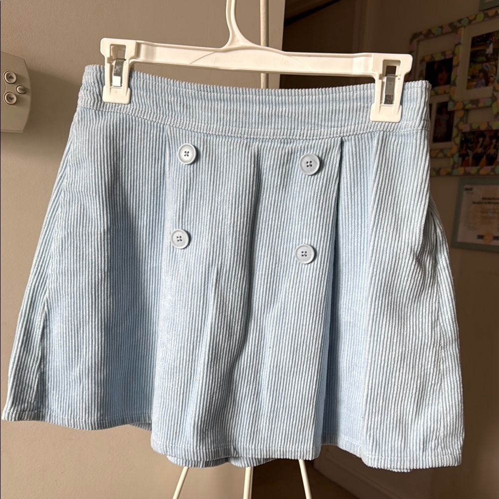 Light baby Blue Corduroy Button Skirt
